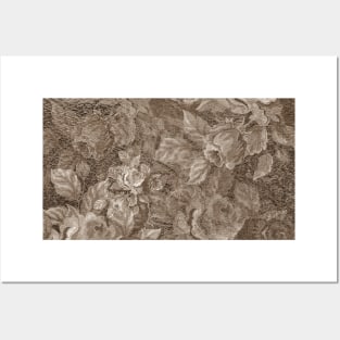 Brown Rose Pattern Posters and Art